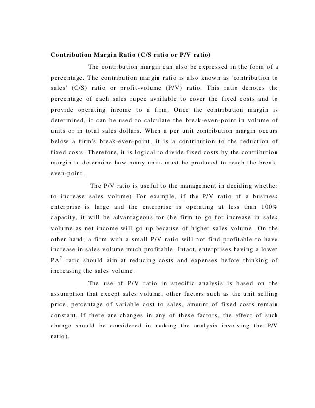 thesis cost volume profit analysis